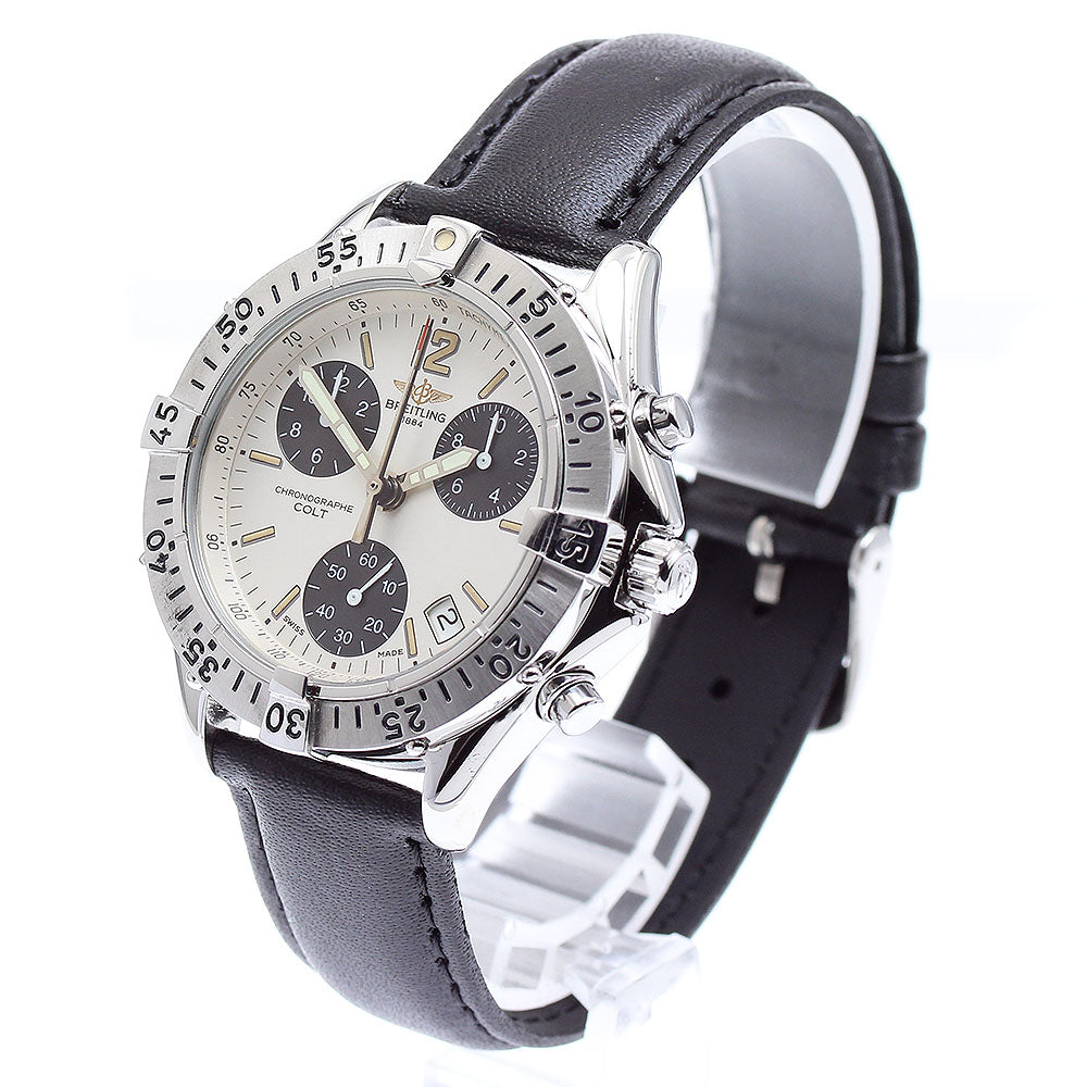 BREITLING Colt A53035 Chronograph Date Silver Dial Quartz Men's Watch_893892