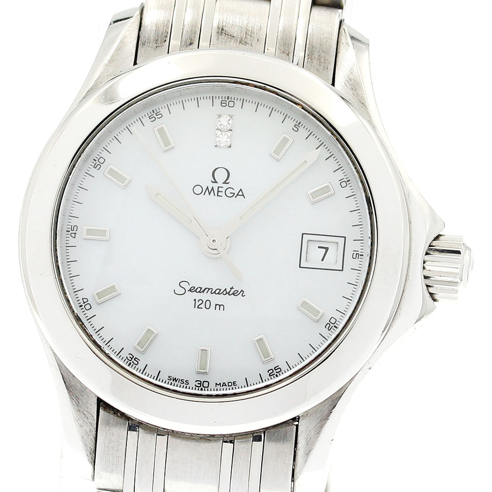 OMEGA Seamaster120M 2581.64 2P diamond White shell Dial Quartz Ladies Watch_893902
