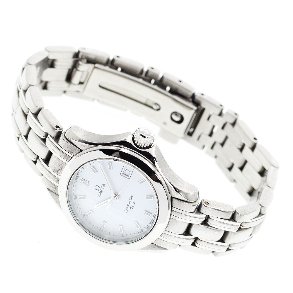 OMEGA Seamaster120M 2581.64 2P diamond White shell Dial Quartz Ladies Watch_893902