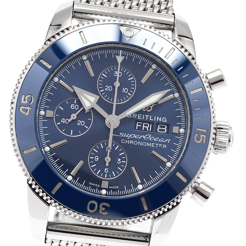 BREITLING Superocean HeritageII A13313 Chronograph day date blue Dial Automatic Men's Watch_893936