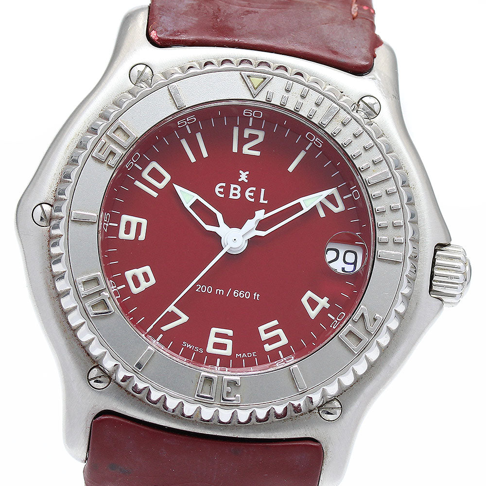 EBEL Discovery E9187341 Date Red Dial Quartz Men's Watch_893949