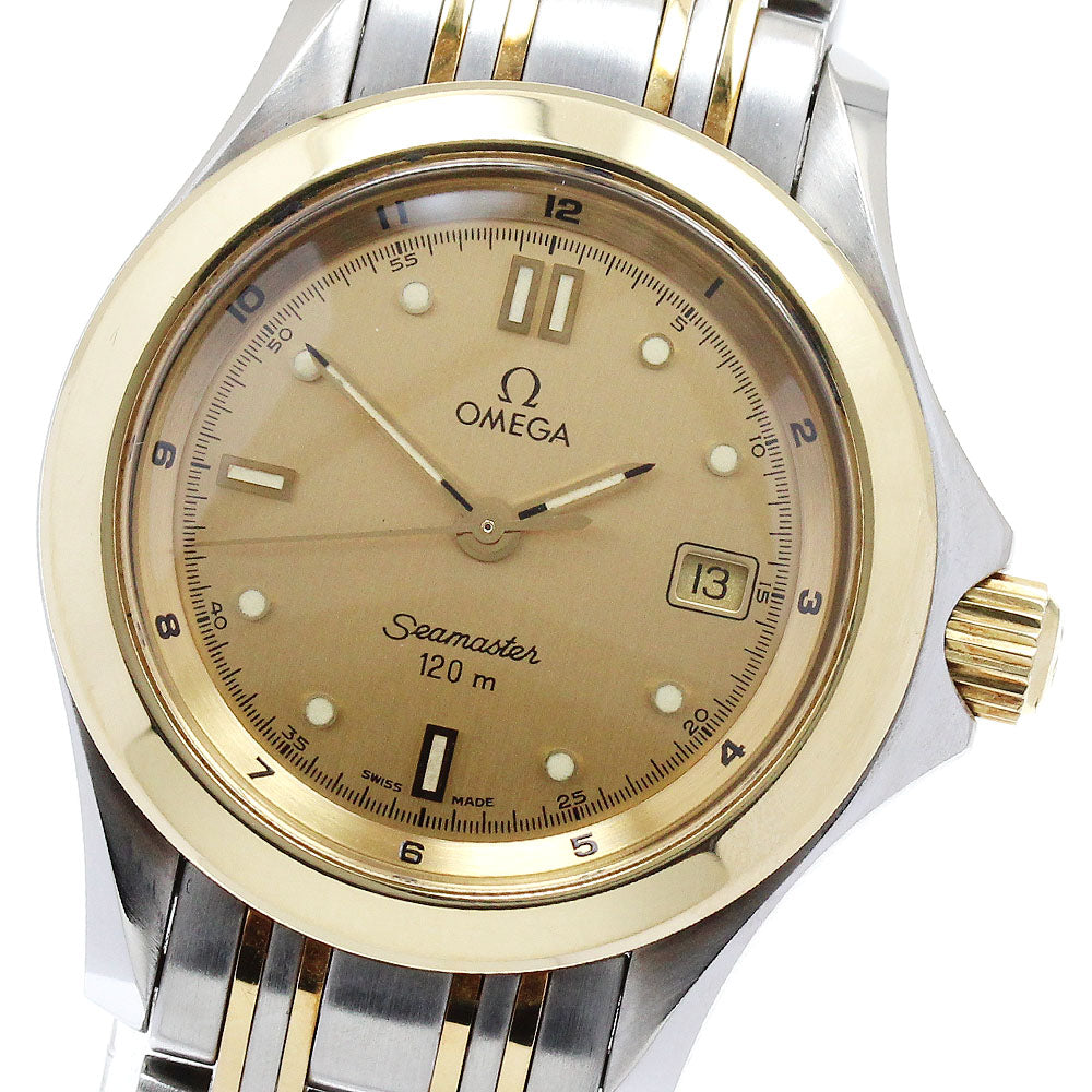 OMEGA Seamaster120 2371.10 YG bezel Gold Dial Quartz Ladies Watch_893981