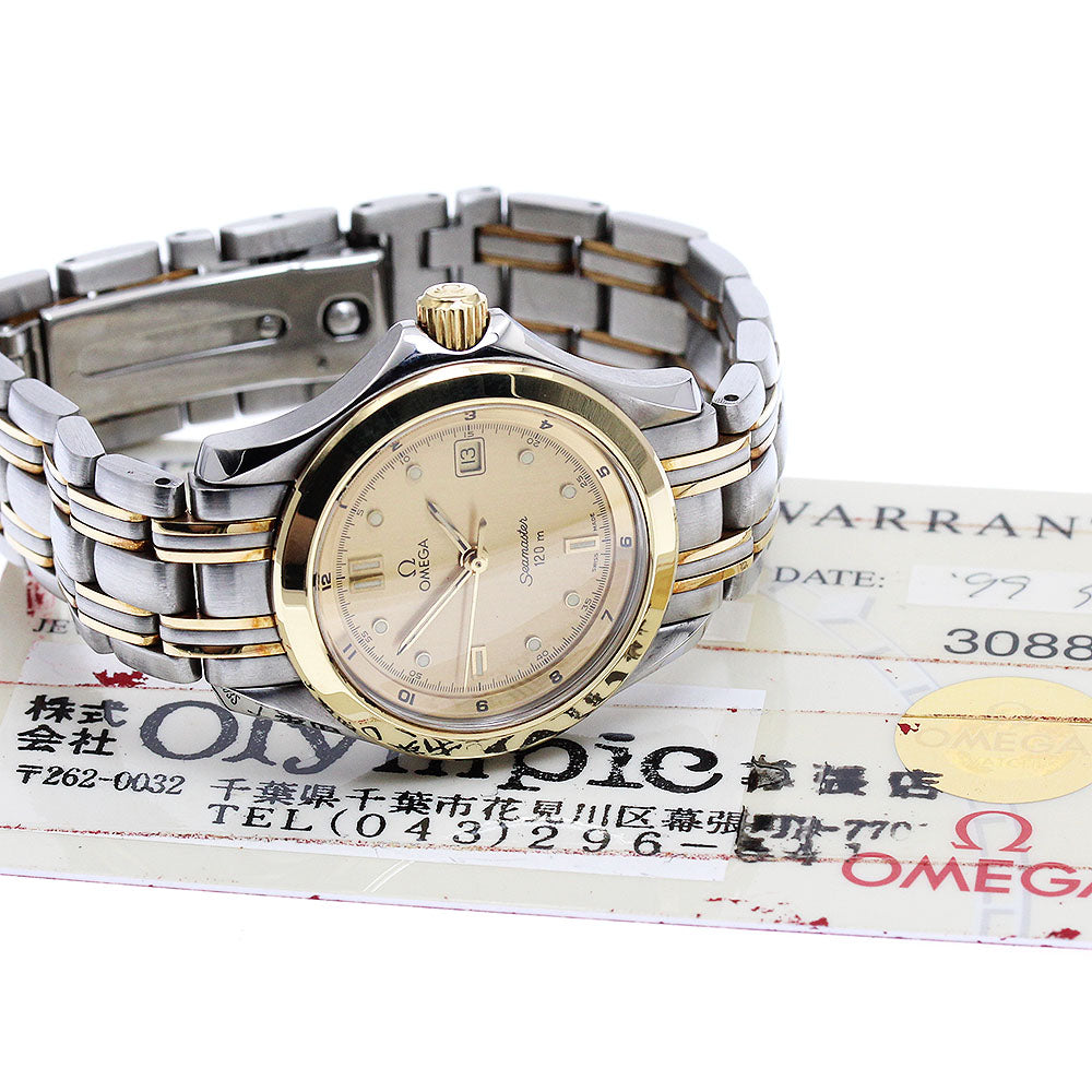 OMEGA Seamaster120 2371.10 YG bezel Gold Dial Quartz Ladies Watch_893981
