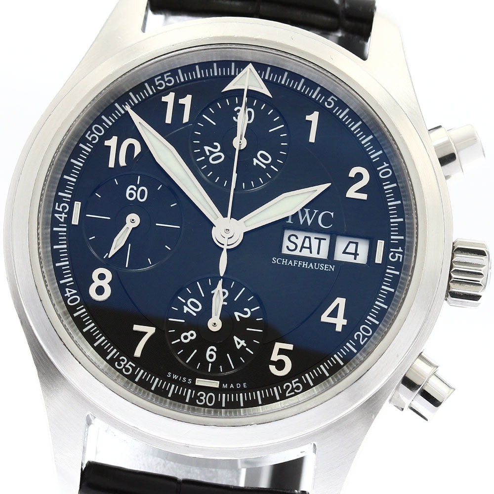 IWC SCHAFFHAUSEN Spitfire IW370613 Chronograph day date black Dial Automatic Men's Watch_894043