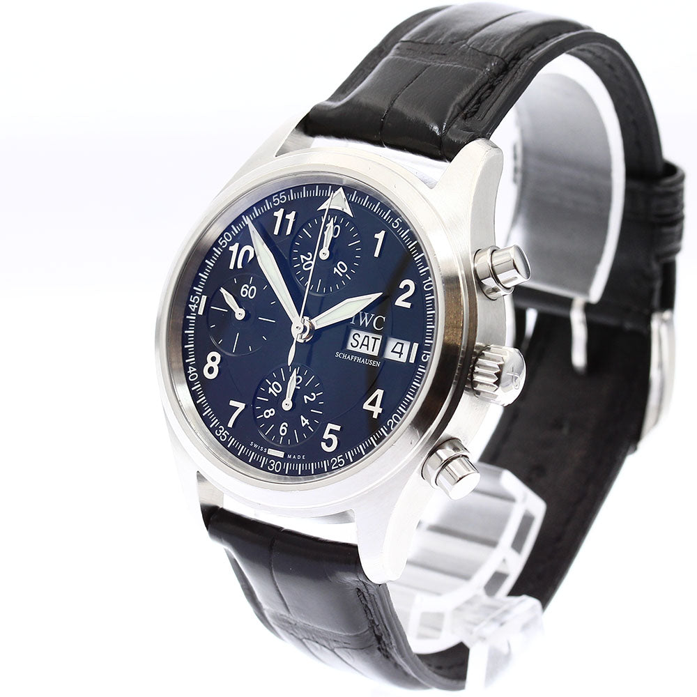 IWC SCHAFFHAUSEN Spitfire IW370613 Chronograph day date black Dial Automatic Men's Watch_894043