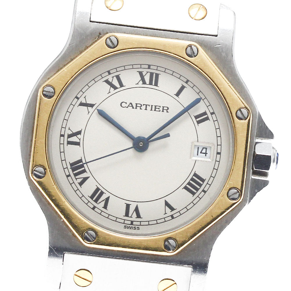 CARTIER Santos Octagon LM W2001583 YG2 tone beige Dial Quartz Men's Watch_894055