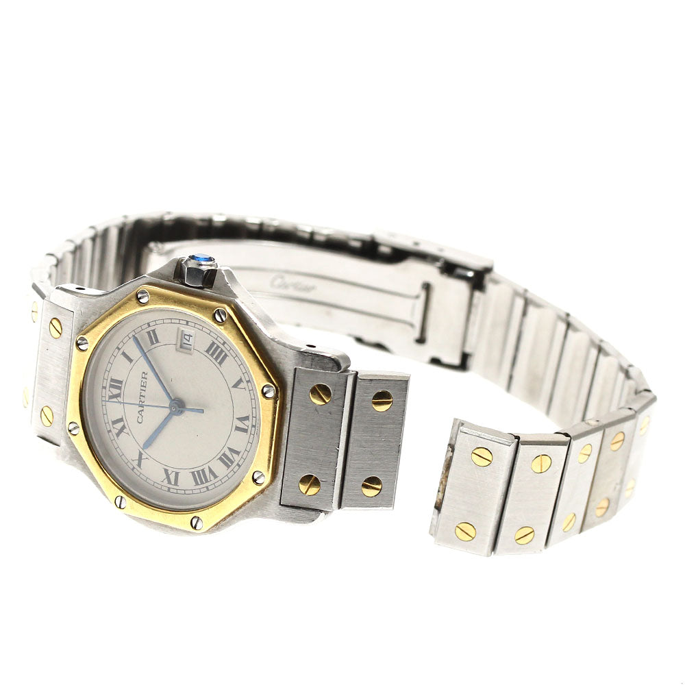 CARTIER Santos Octagon LM W2001583 YG2 tone beige Dial Quartz Men's Watch_894055