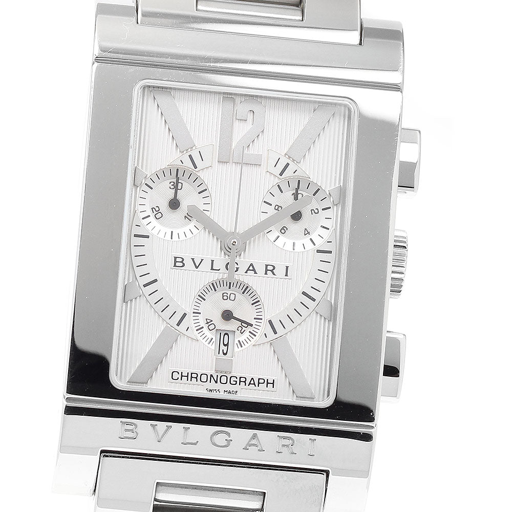BVLGARI Rettangolo RTC49S Date Chronograph Silver Dial Quartz Men's Watch_894153