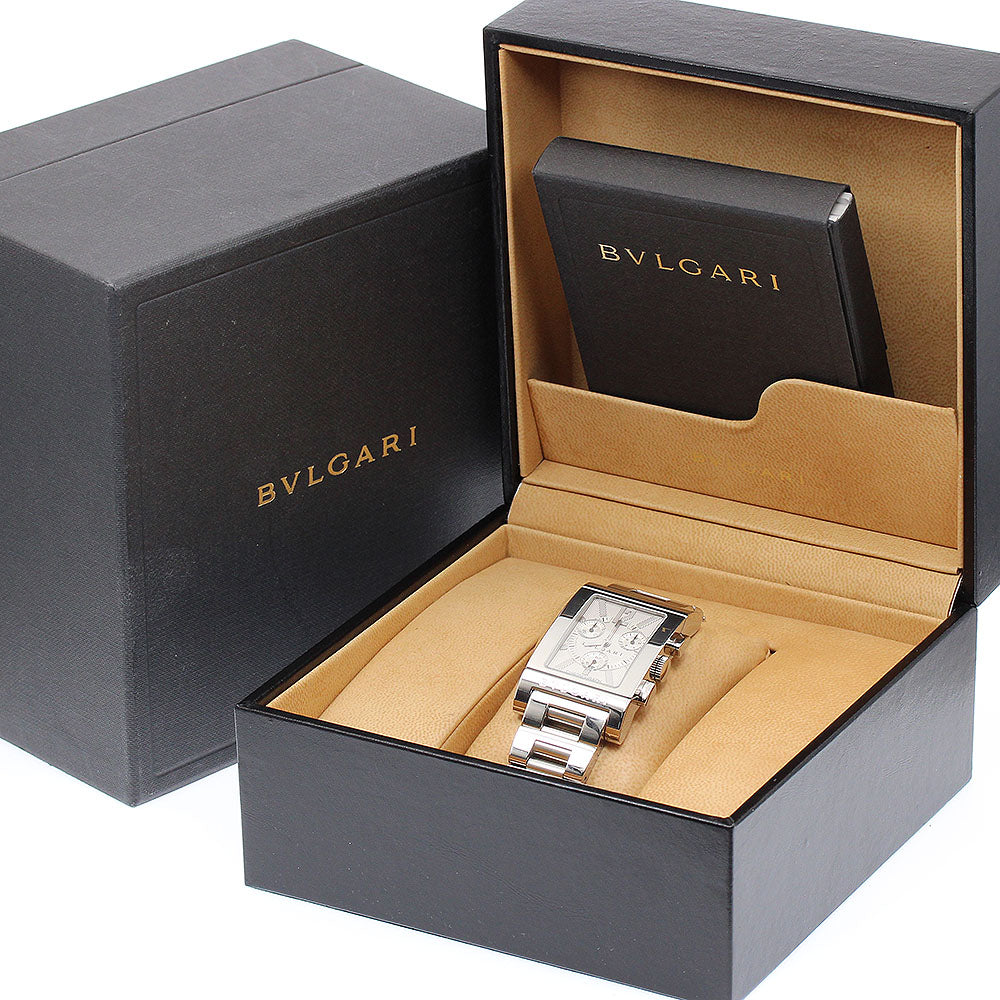 BVLGARI Rettangolo RTC49S Date Chronograph Silver Dial Quartz Men's Watch_894153