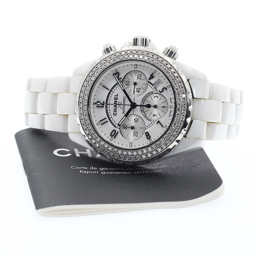 CHANEL J12 H1008 chronograph diamond bezel white Dial Automatic Men's_894169