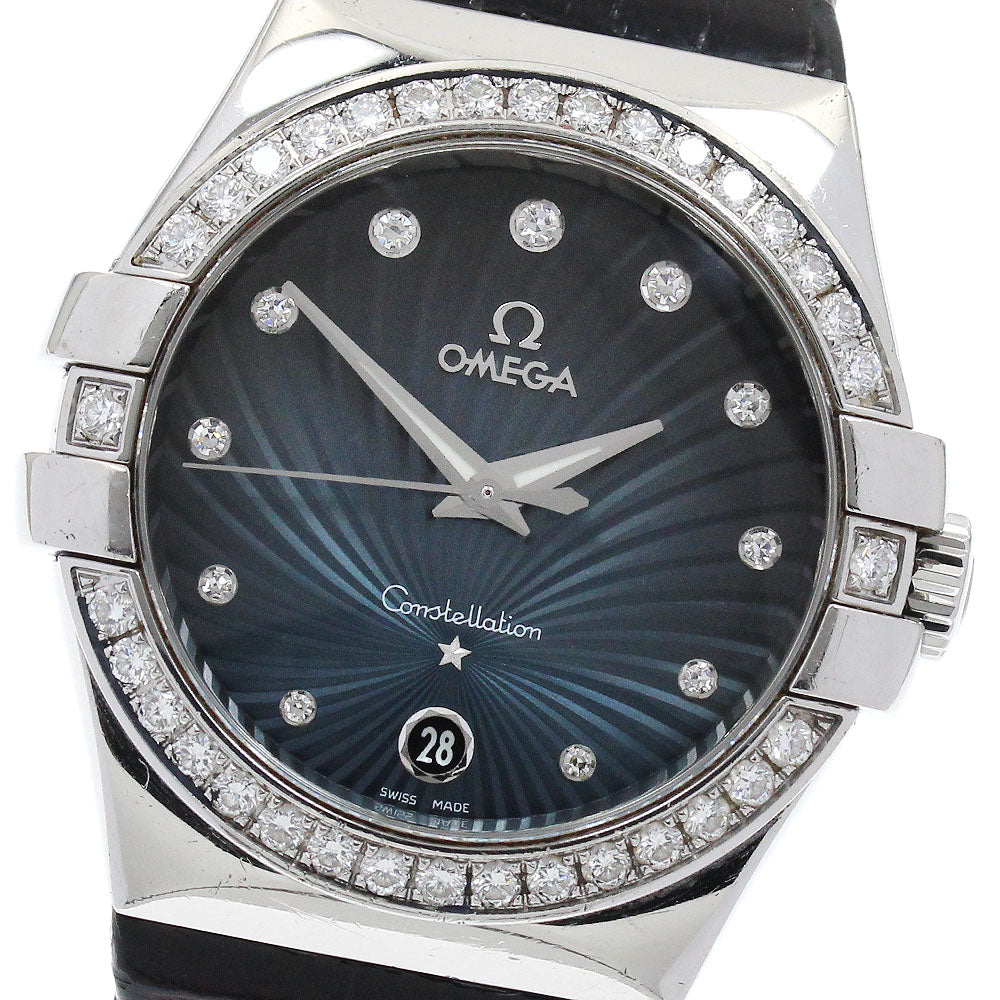 OMEGA Constellation 123.18.35.60.56.001 11P diamond diamond bezel Blue gray Dial Quartz Ladies Watch_894193