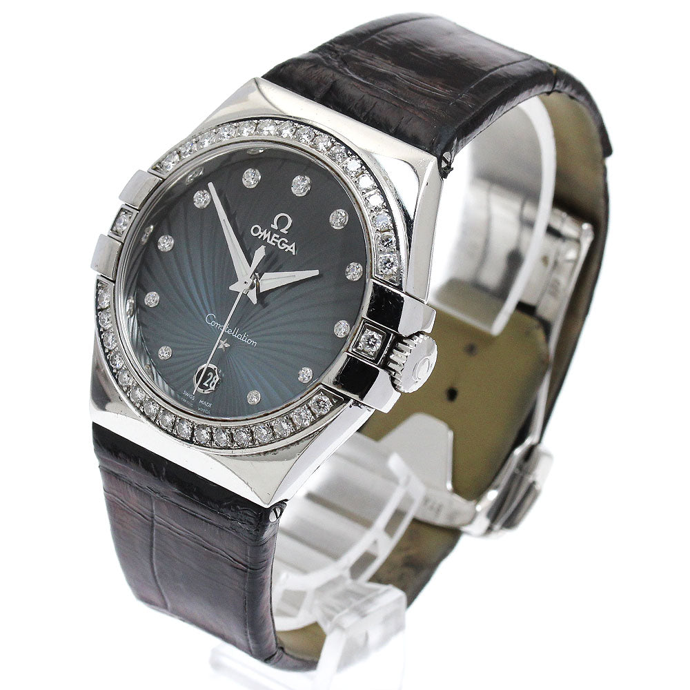 OMEGA Constellation 123.18.35.60.56.001 11P diamond diamond bezel Blue gray Dial Quartz Ladies Watch_894193