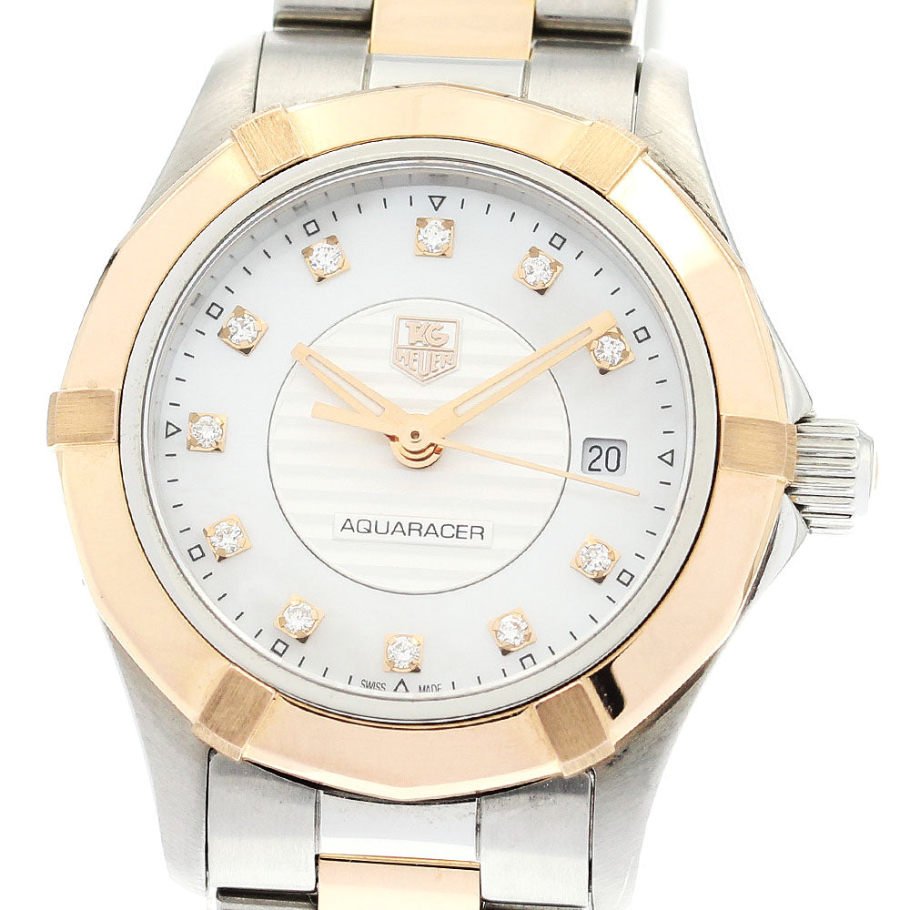 TAG HEUER Aqua racer WAP1451 11P diamond White shell Dial Quartz Ladies Watch_894289