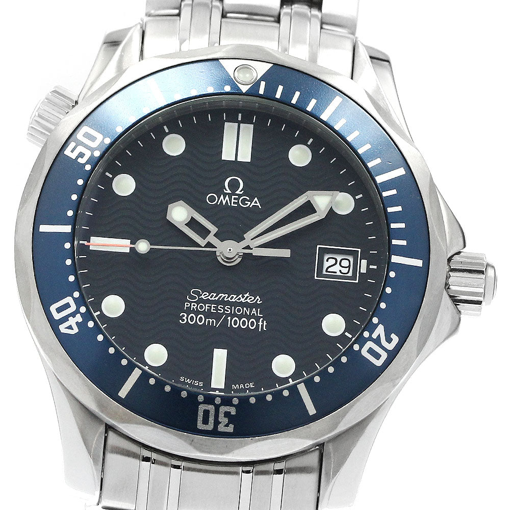 OMEGA Seamaster300 2561.80 Date Navy Dial Quartz Boy's Watch_894351