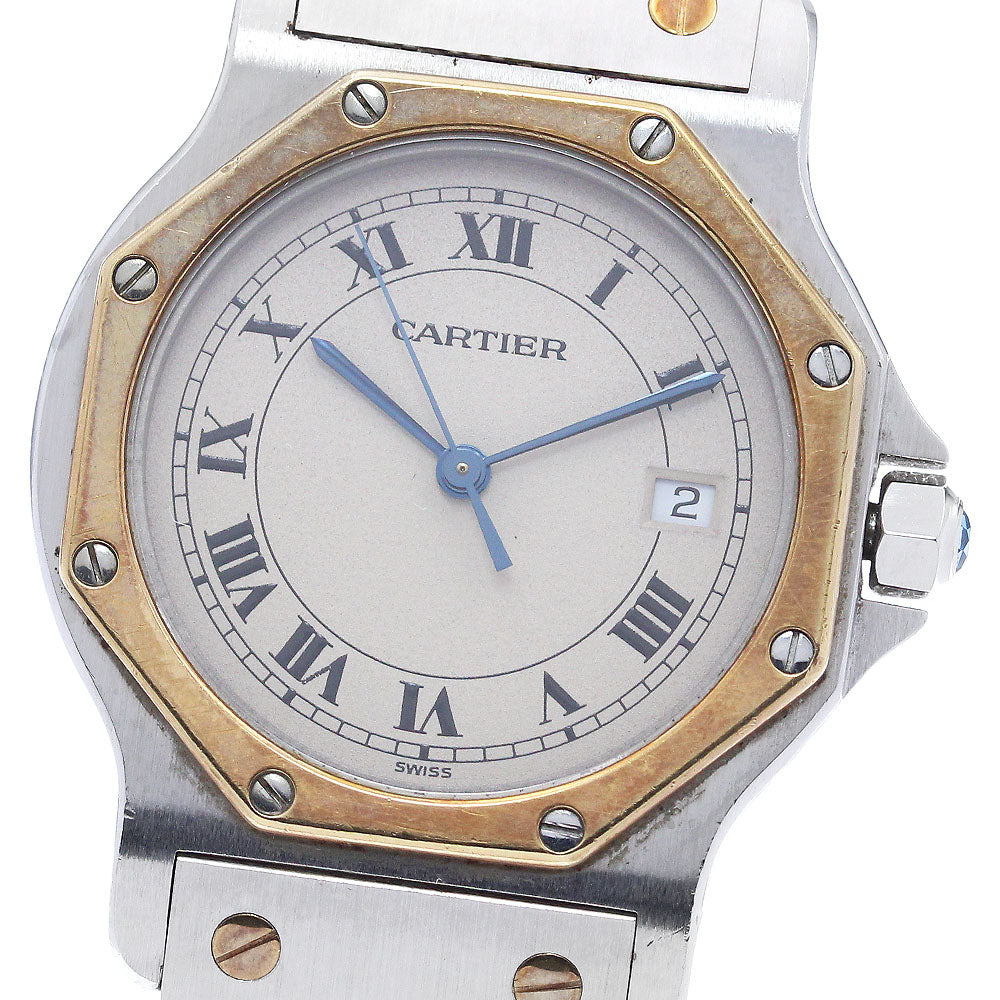 CARTIER Santos Octagon LM W2001583 YG2 tone beige Dial Quartz Men's Watch_894589