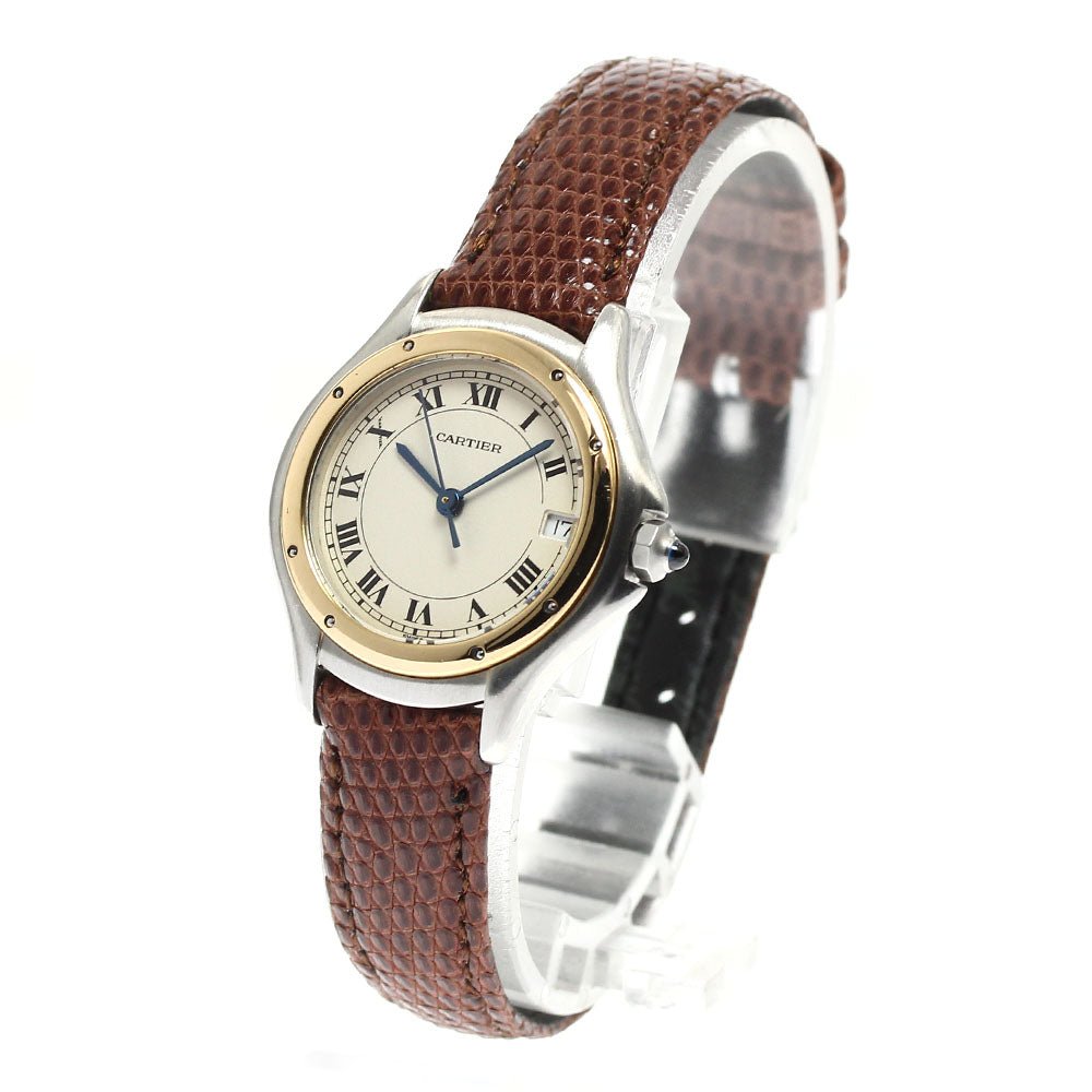 CARTIER PANTHERE Cougar SM W350058F Date beige Dial Quartz Ladies Watch_894614
