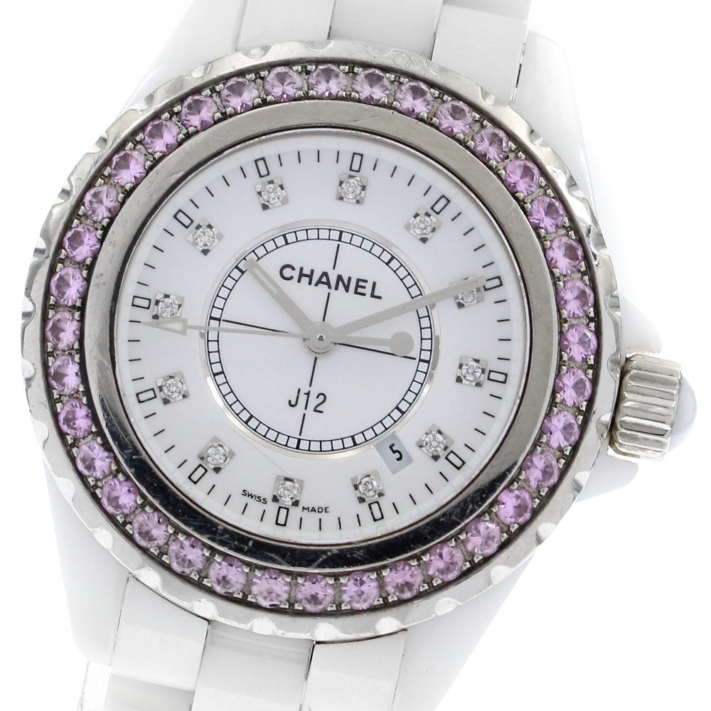 CHANEL J12 H2010 Pink sapphire bezel 12P diamond white Dial Quartz Ladies_894676