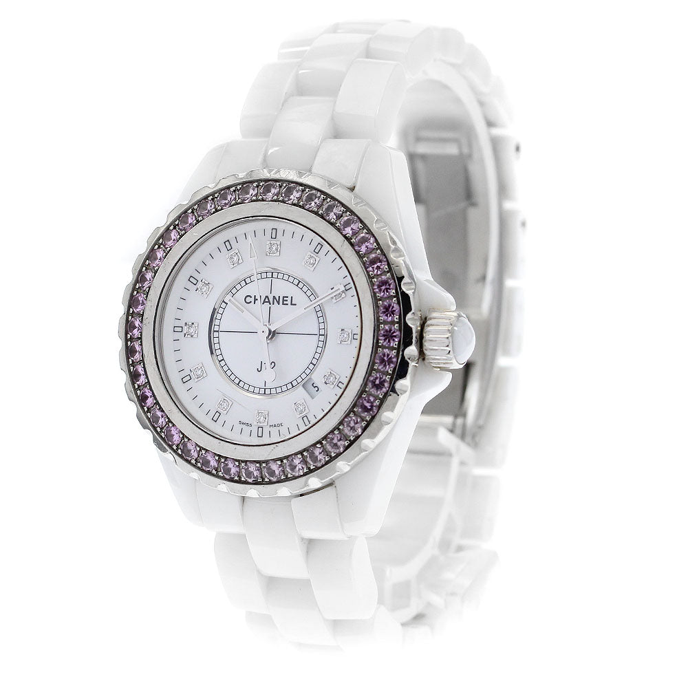 CHANEL J12 H2010 Pink sapphire bezel 12P diamond white Dial Quartz Ladies_894676