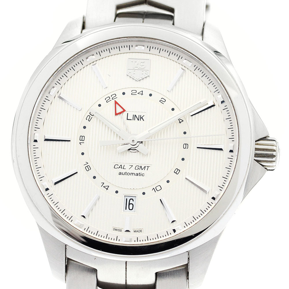 TAG HEUER Link Calibar 7 WAT201B Day Date GMT Silver Dial Automatic Men's_894717