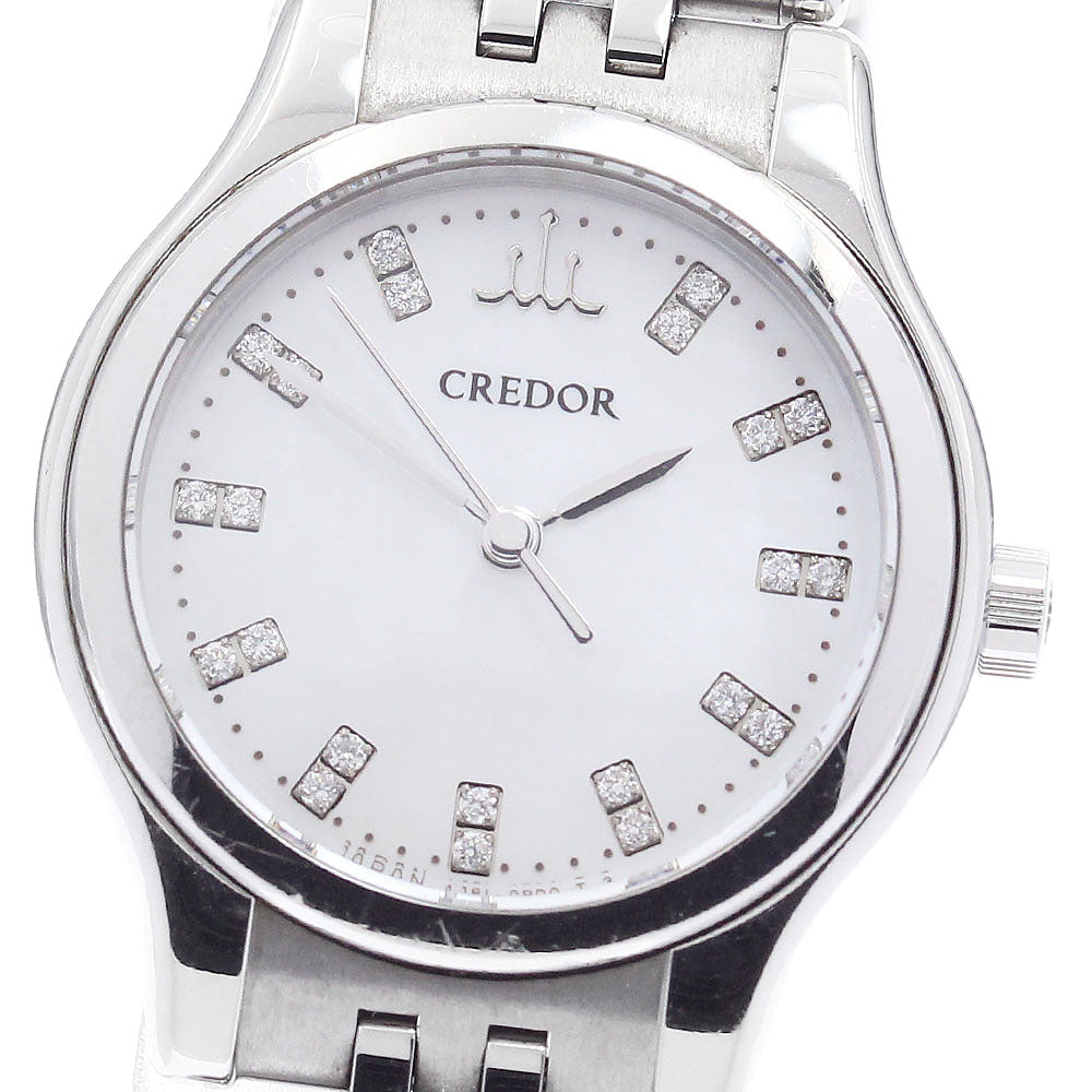 SEIKO CREDOR SIGNO GSAS945/4J81-0AW0 22P diamond White shell Dial Quartz Ladies Watch_894720