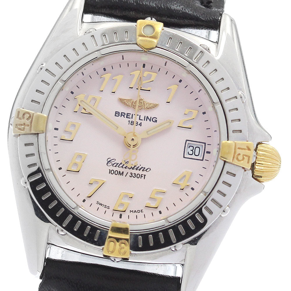 BREITLING Calistino B52045.1 Date Pink Dial Quartz Ladies Watch_894722