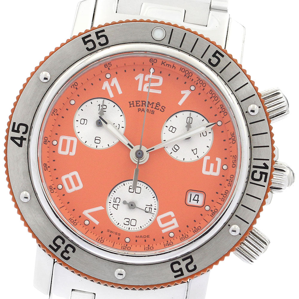 HERMES Clipper CL2.916 Diver Chronograph Orange Dial Quartz Men's Watch_894732