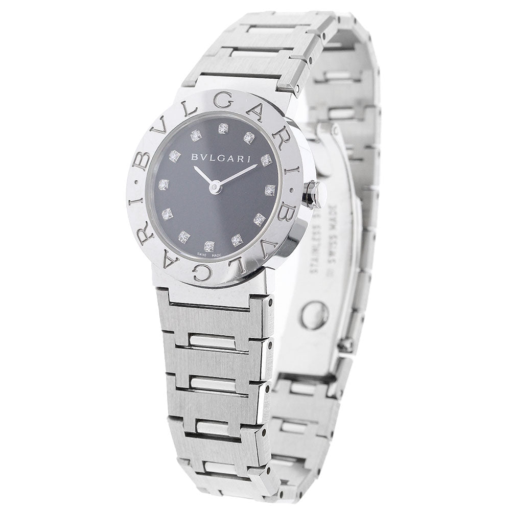 BVLGARI BVLGARIBVLGARI BB26SS 12P diamond black Dial Quartz Ladies Watch_894748