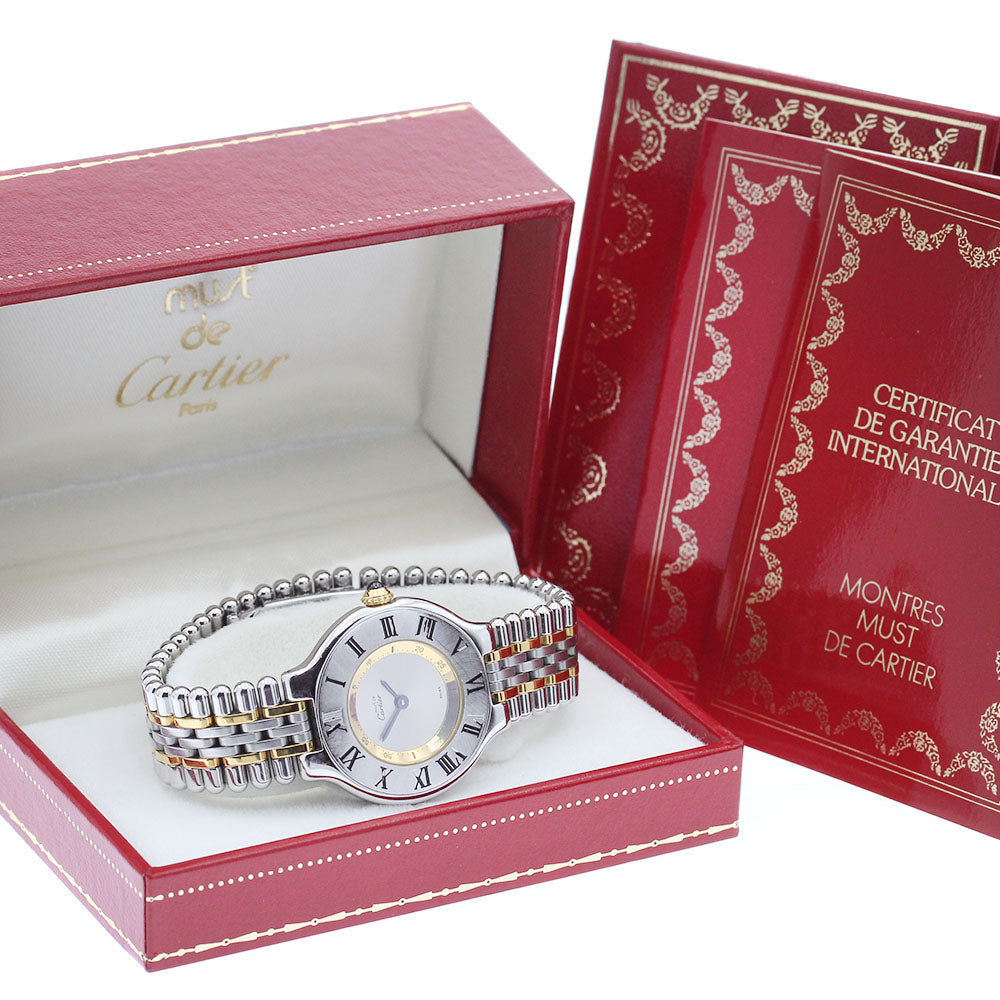 CARTIER Must21 W10051F4 Silver Dial Quartz Ladies Watch_894760