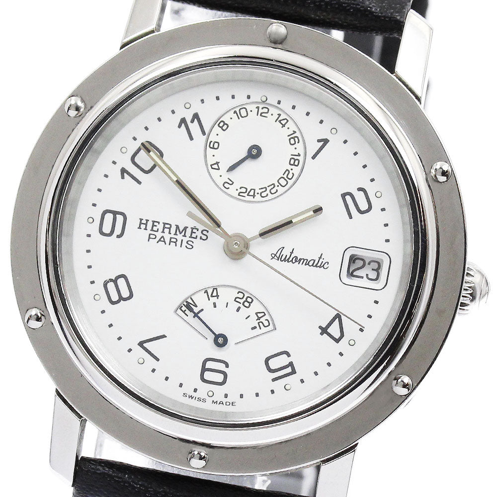 HERMES Clipper CL5.710 GMT date white Dial Automatic Men's Watch_894779