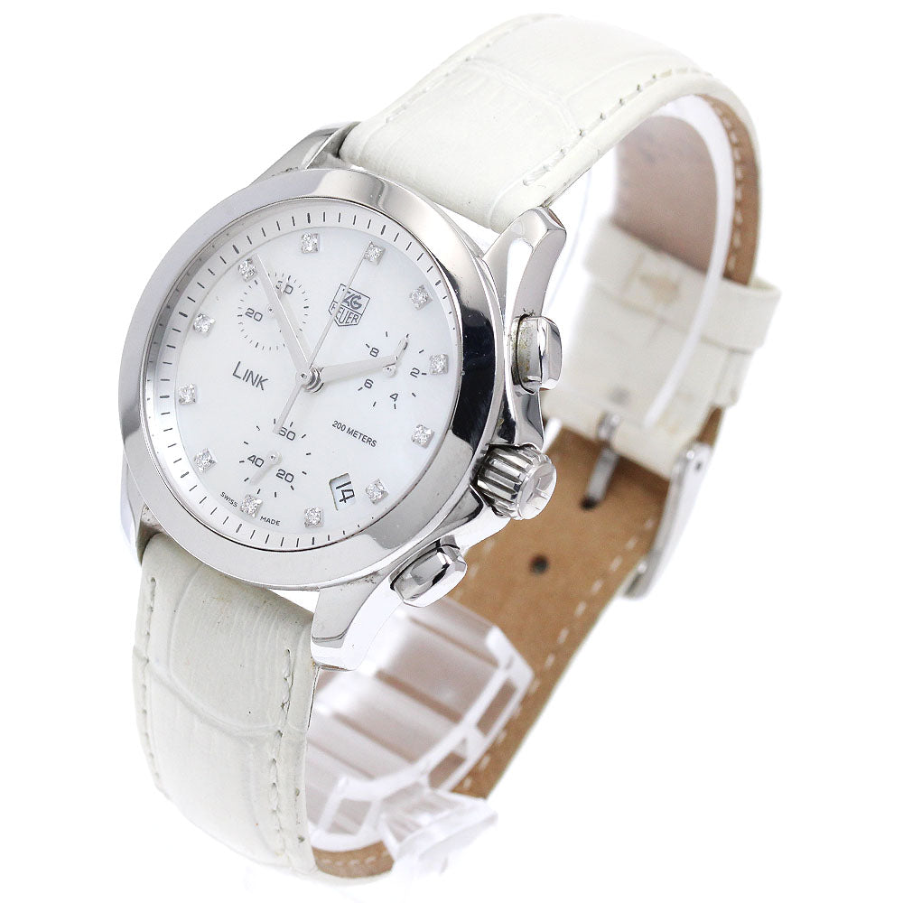 TAG HEUER Link CJF1312/FC6189 Chronograph Date 12P White shell Dial Quartz Ladies Watch_894800