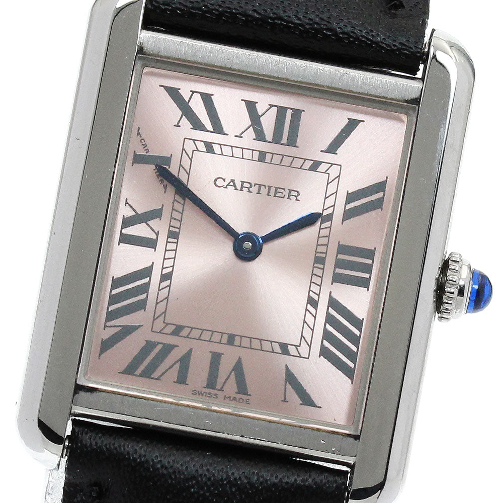 CARTIER Tank solo SM W5200000 pink Dial Quartz Ladies Watch_894884
