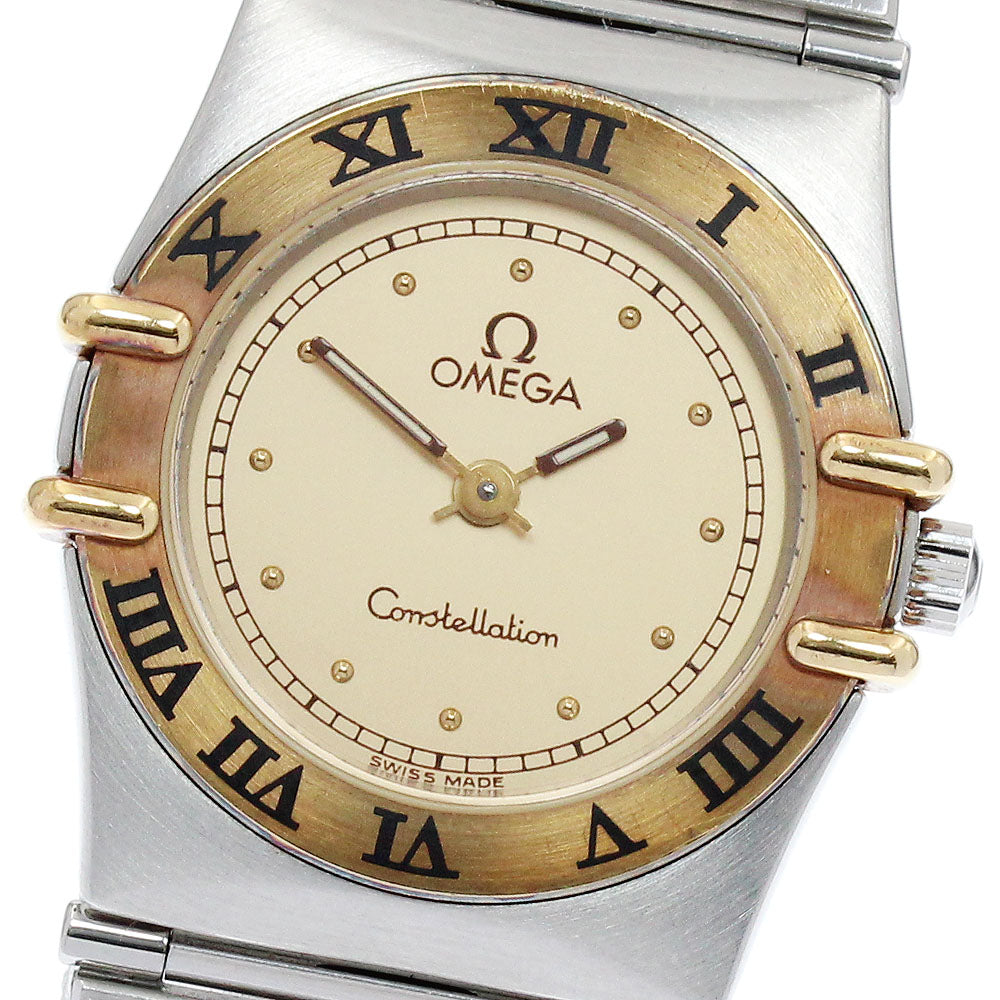 OMEGA Constellation YG bezel Gold Dial Quartz Ladies Watch_895006