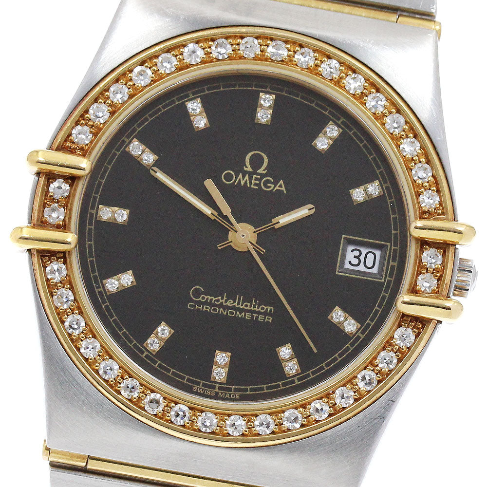 OMEGA Constellation Diamond bezel full bar black Dial Quartz Men's Watch_895084