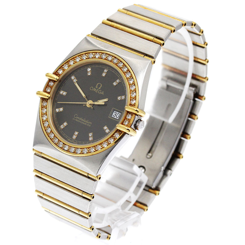 OMEGA Constellation Diamond bezel full bar black Dial Quartz Men's Watch_895084