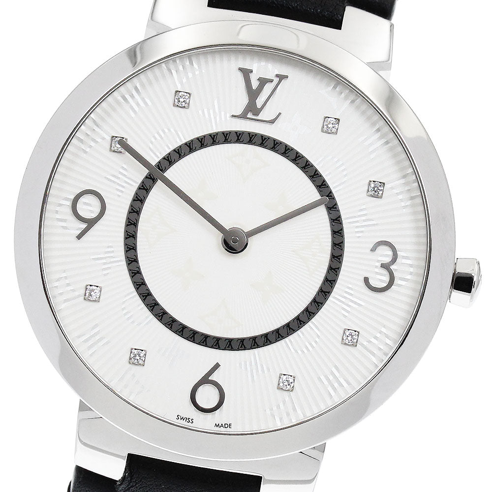 LOUIS VUITTON Tanbur slim Q1E01 8P diamond Silver Dial Quartz Men's Watch_895090