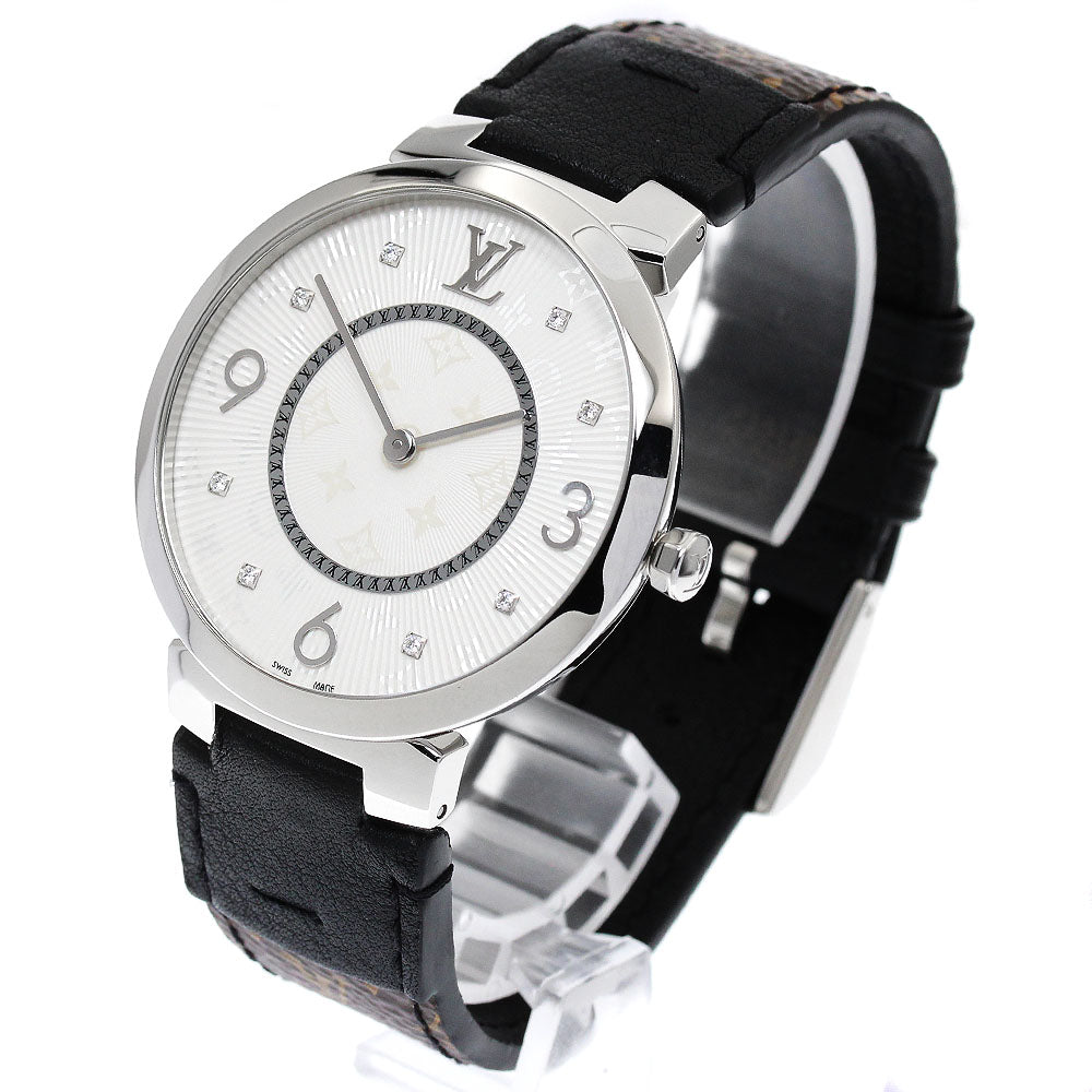 LOUIS VUITTON Tanbur slim Q1E01 8P diamond Silver Dial Quartz Men's Watch_895090