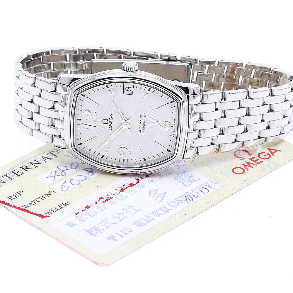 OMEGA Prestige 4803.31.01 Date Tonneau Silver Dial Automatic Men's Watch_895131
