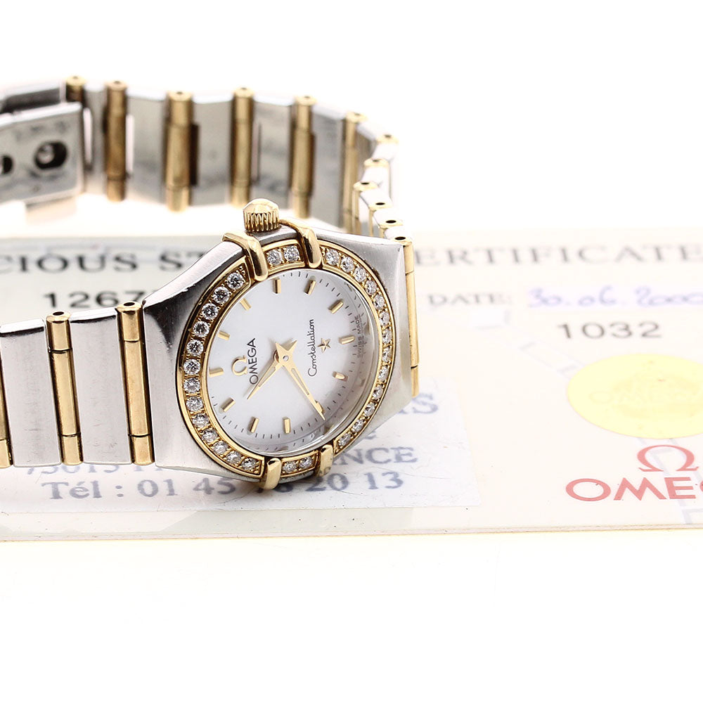 OMEGA Constellation Mini 1267.70 Diamond Bezel White shell Dial Quartz Ladies Watch_895252