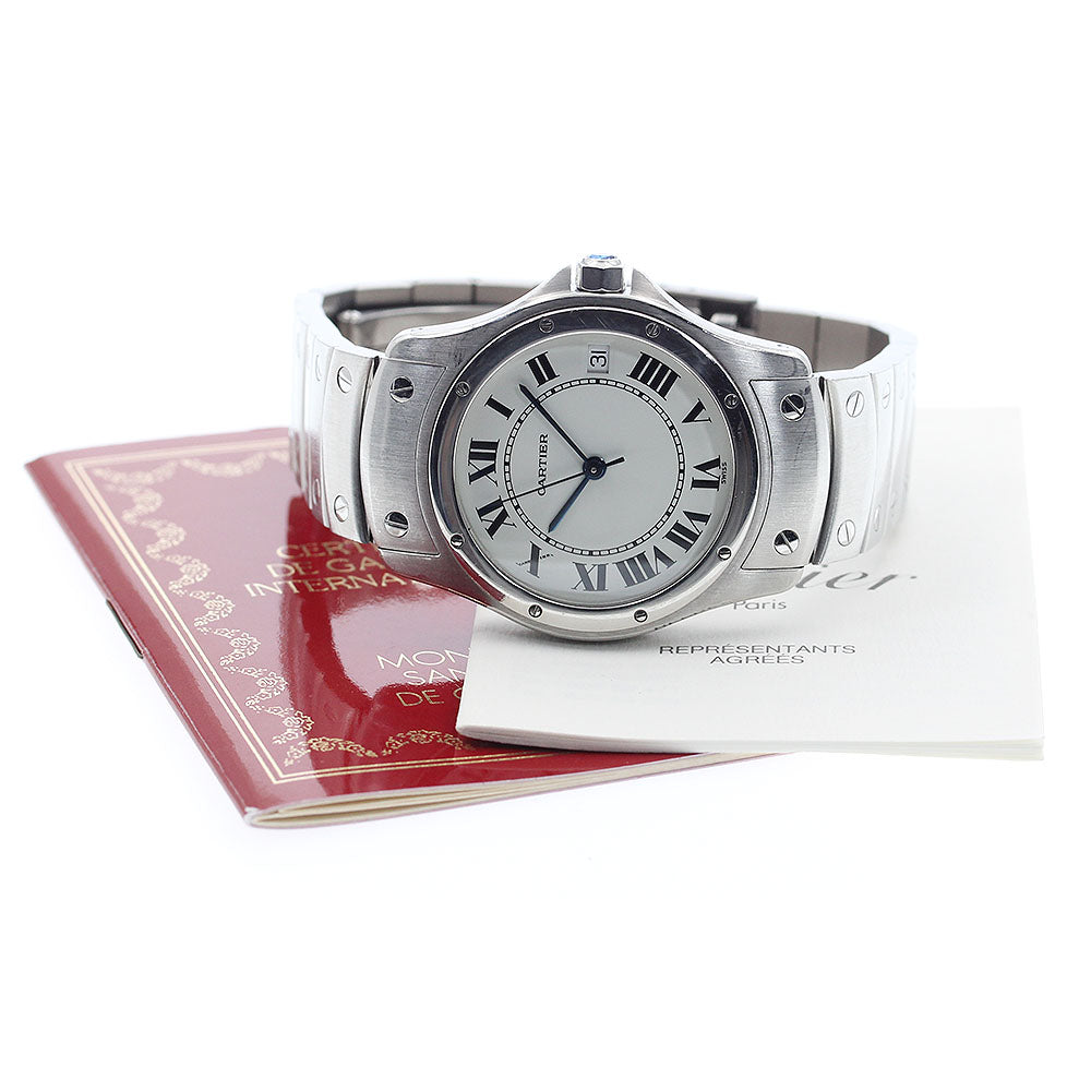 CARTIER Santo Cougar LM W20026K1 Date white Dial Automatic Men's Watch_895357