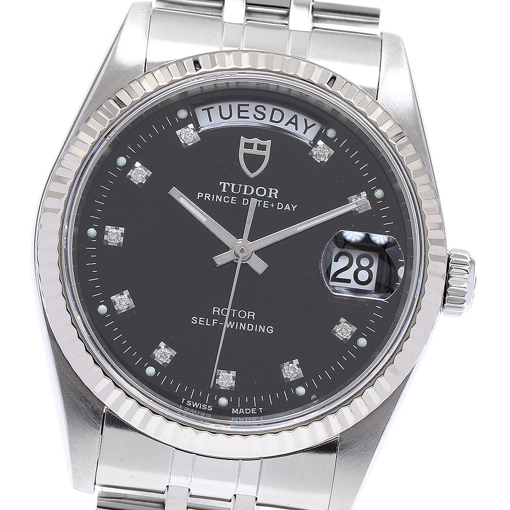 TUDOR Prince Date Day 76214 WG bezel 10P diamond Automatic Men's Watch_895536