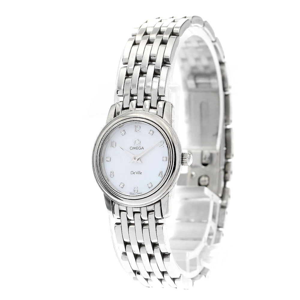 OMEGA De Ville Prestige 4570.75 6P diamond White shell Dial Quartz Ladies Watch_895546