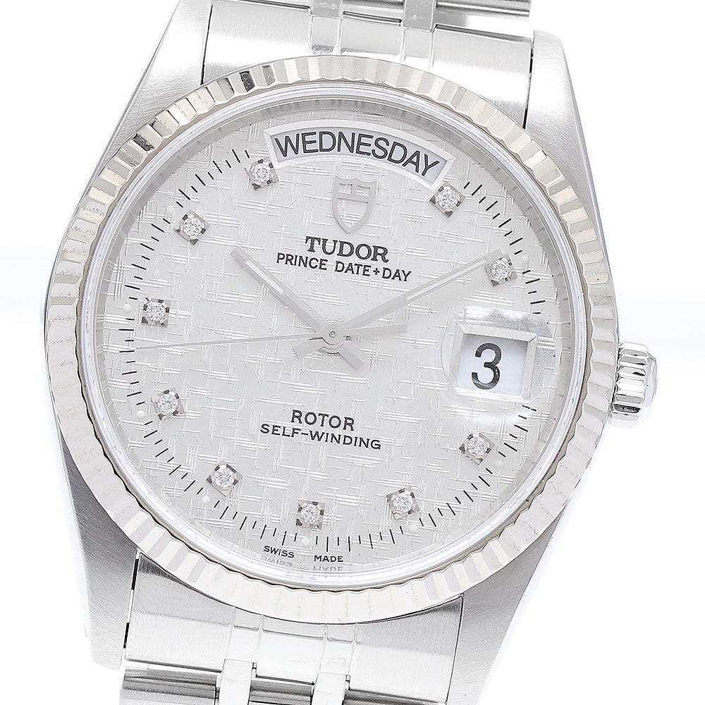 TUDOR Prince Date Day 76214 10P diamond Silver Dial Automatic Men's Watch_895573