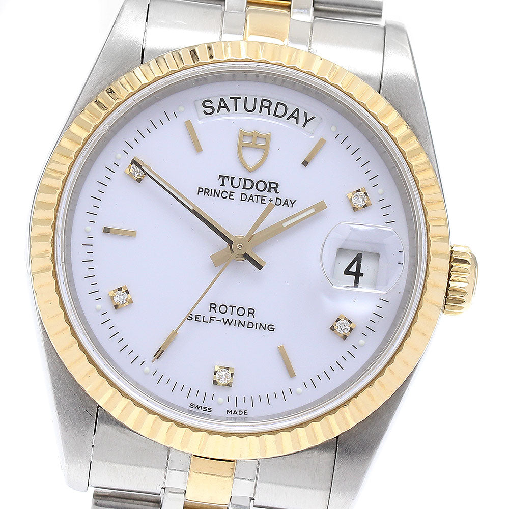 TUDOR Prince Date Day 76213 SS/YG 5P diamond white Dial Automatic Men's_895606