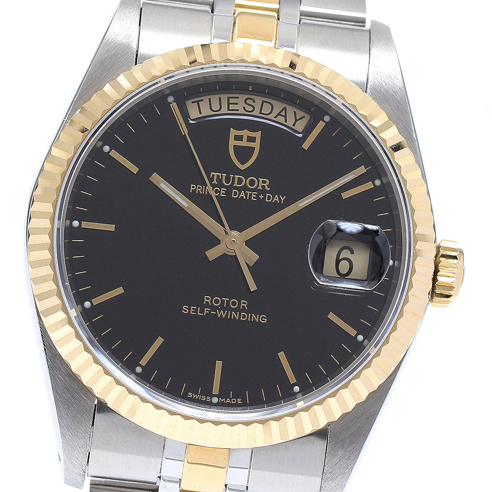 TUDOR Prince Date Day 76213 YG2 tone black Dial Automatic Men's Watch_895610