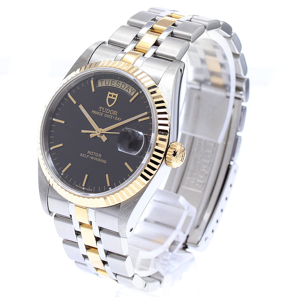 TUDOR Prince Date Day 76213 YG2 tone black Dial Automatic Men's Watch_895610