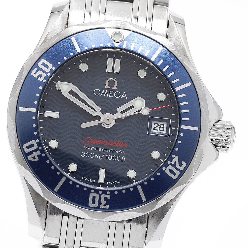 OMEGA Seamaster300 2224.80 Date Navy Dial Quartz Ladies Watch_895658