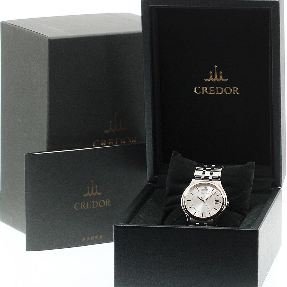 SEIKO CREDOR SIGNO GCAZ058/8J86-7A00 Date Silver Dial Quartz Men's Watch_895980