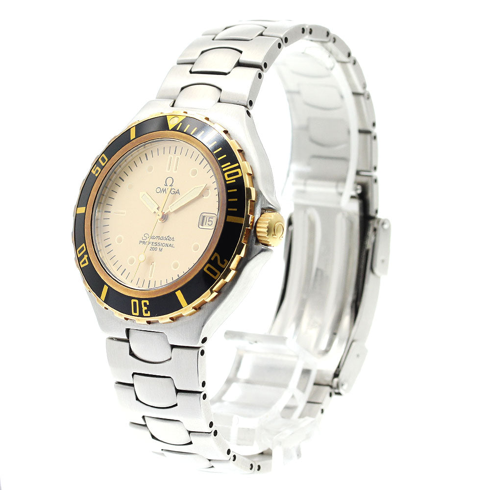 OMEGA Seamaster200m Date YG bezel Gold Dial Quartz Men's Watch_895993