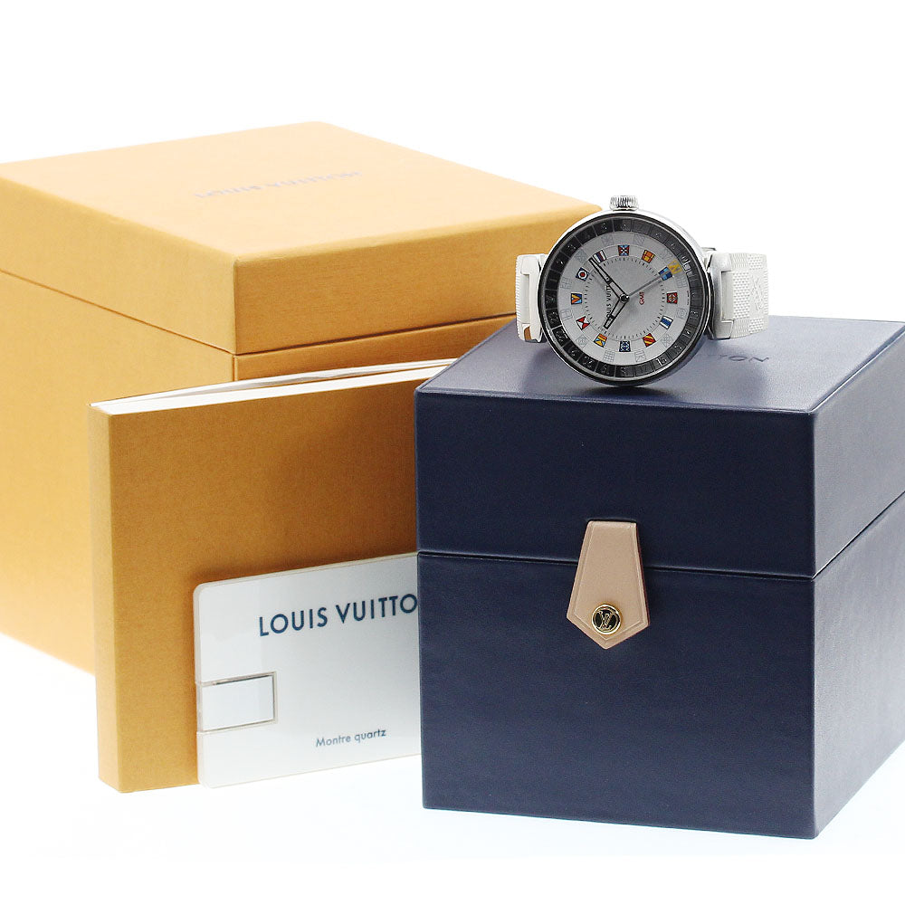 LOUIS VUITTON Tambour Moon QA096 Dual time GMT Silver Dial Quartz Men's_896056