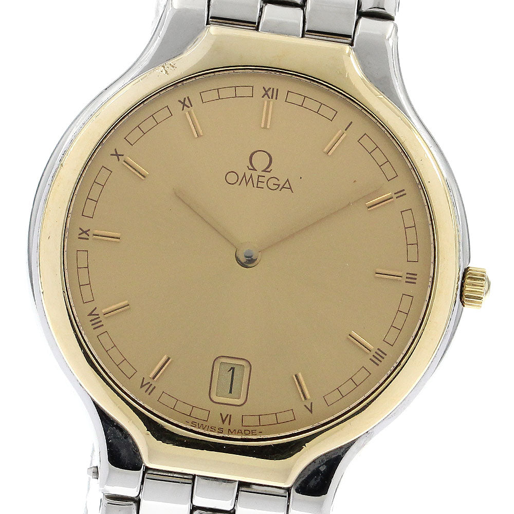 OMEGA De Ville YG bezel date gold Dial Quartz Men's Watch_896059